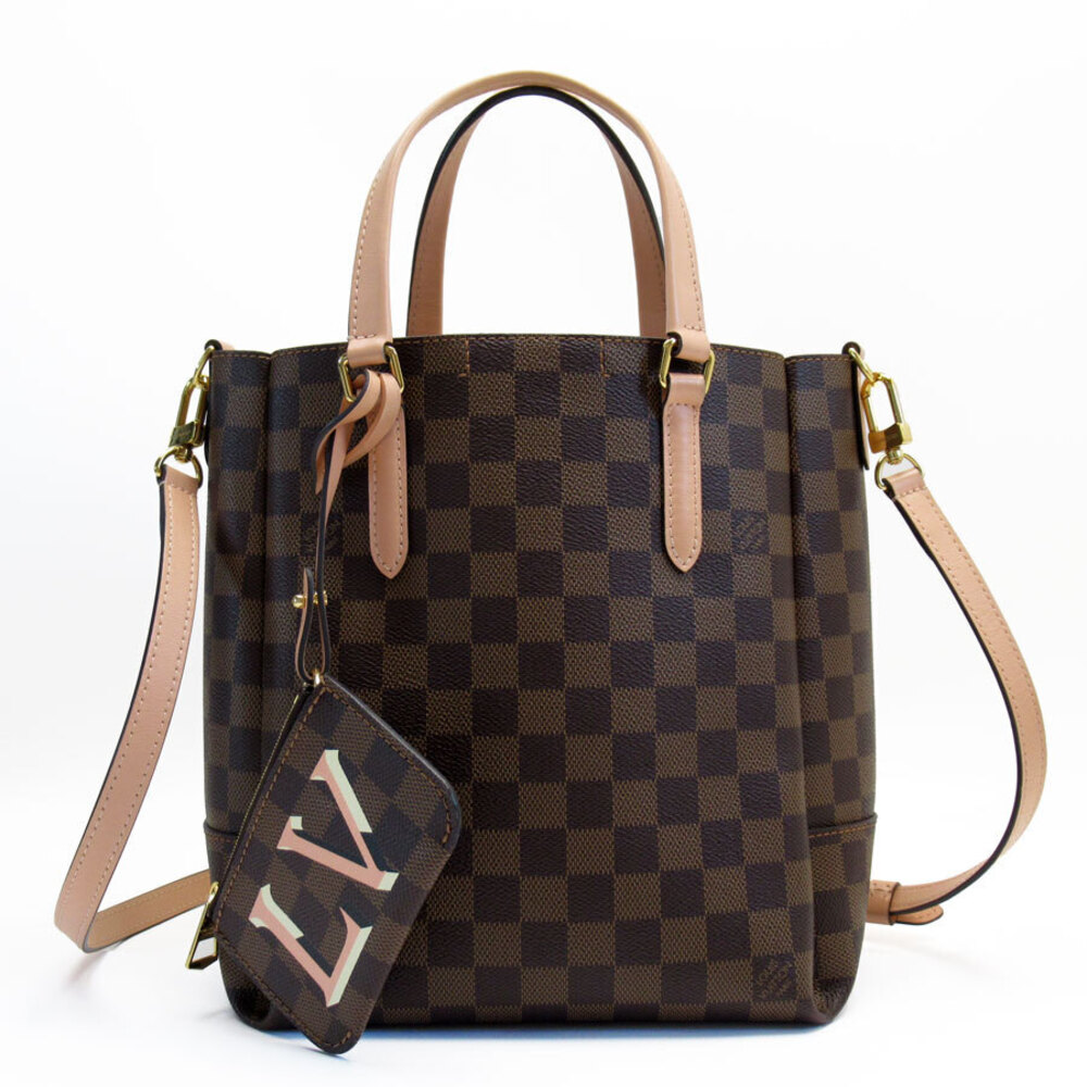 Louis Vuitton 2way Shoulder Bag Damier Belmont NV Canvas Leather Brown Pink